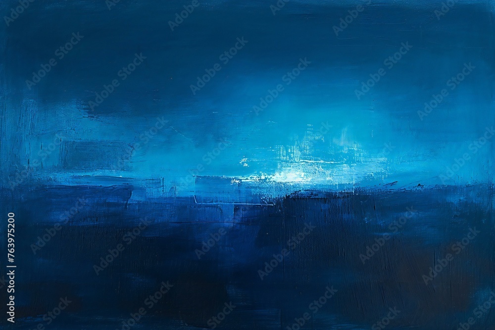 Blue abstract background,  Oil painting on canvas,  Fragment of artwork