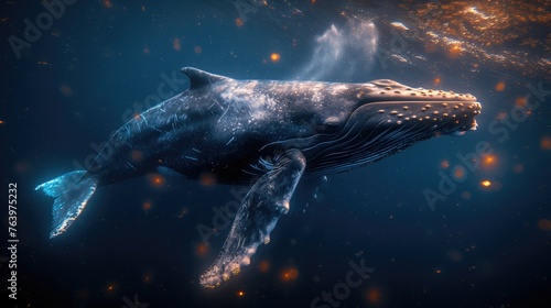 whale swimming underwater. generative AI © matteo