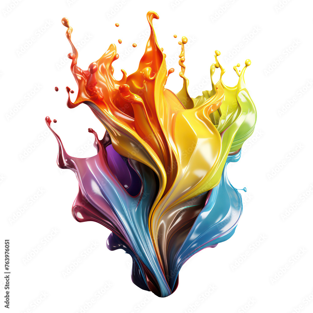 Transparent abstract rainbow liquid splash clipart