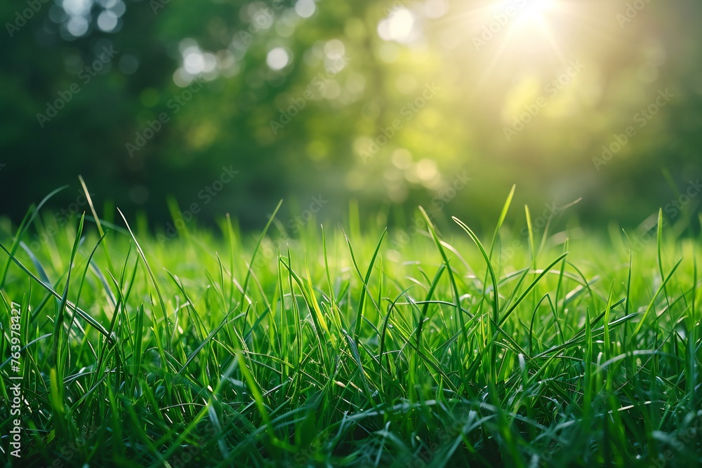 Green grass in the sunlight,  Nature background,  Close-up