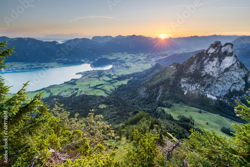 Blick von der Bleckwand, Wolfgangsee, Salzkammergut, Salzburg, Österreich