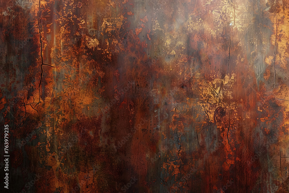 Rustic metal background with distressed brown and rust tones,A rusty metal surface with clear signs of corrosion and rust formation. for backgrounds, textures, industrial concepts, banner - obrazy, fototapety, plakaty 