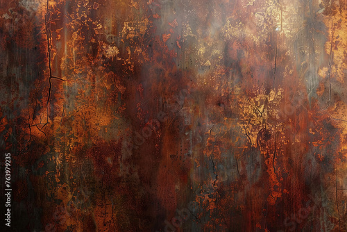 Rustic metal background with distressed brown and rust tones,A rusty metal surface with clear signs of corrosion and rust formation. for backgrounds, textures, industrial concepts, banner photo