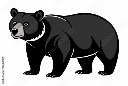 simple art black bear vector.