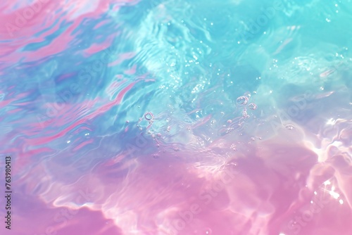 Abstract background of water ripples and bubbles in blue and pink