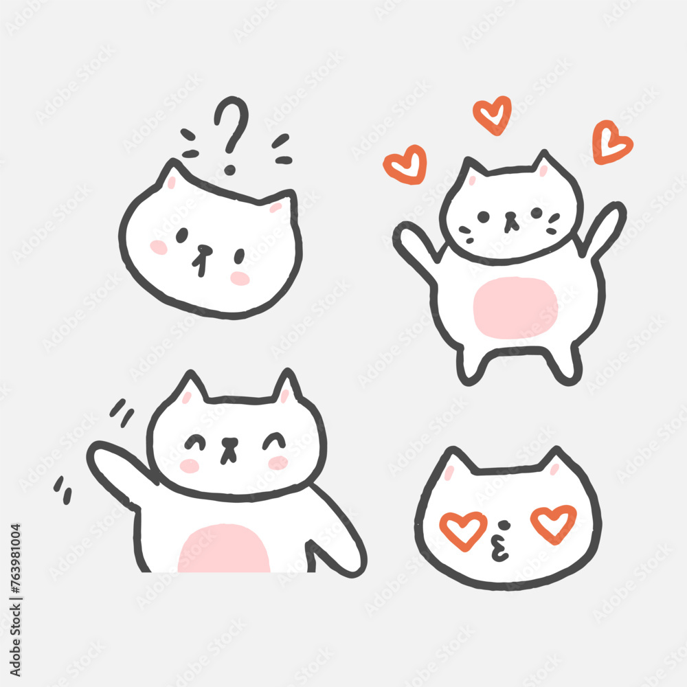 4 hand drawn ink kitten line emoticons 4 hand drawn ink kitten line emoticons