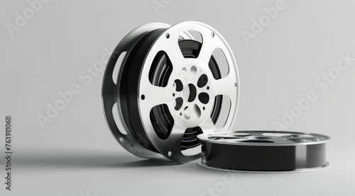 Film reel on white background, cinema, movie. photo