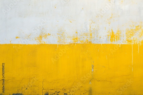 Texture of old rustic wall covered with yellow and white stucco