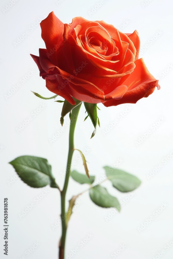 One rose on an isolated white background. Close-up photography One rose on an isolated white background. Close-up photography