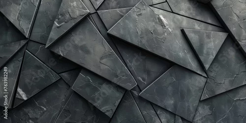 Obraz 3d black diamond pattern abstract wallpaper on dark background, Digital black geometric triangular gradient shapes  textured graphics poster background