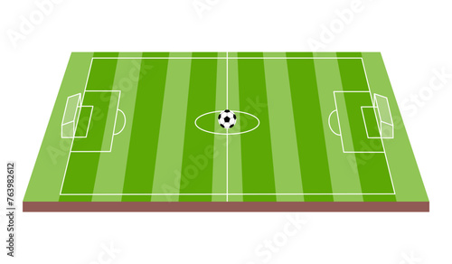 Soccer field and soccer ball in flat design. Football championship.