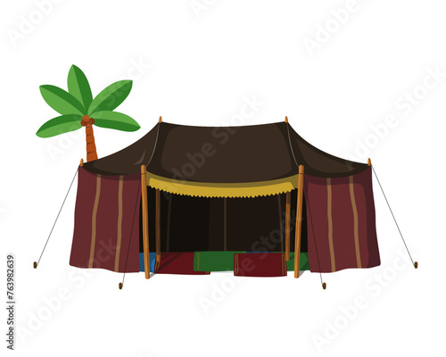 Vector illustration of a traditional Berbers Haima house in cartoon style isolated on white background. Traditional Houses of the World Series