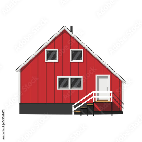 Vector illustration of a traditional Greenland house in cartoon style isolated on white background. Traditional Houses of the World Series