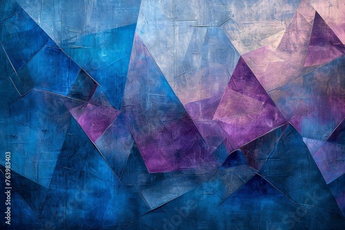 Abstract blue and purple geometric background, Triangular low poly design