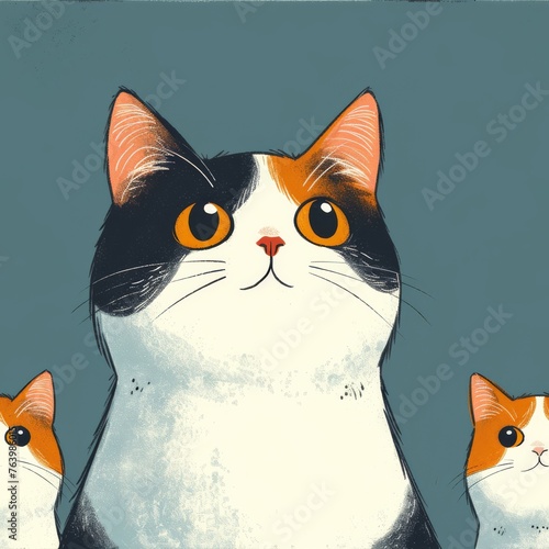Calico Cat Illustration Close-up photo