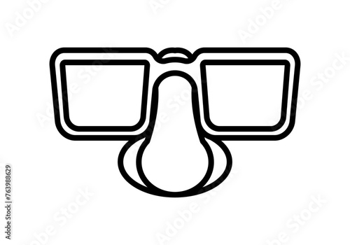Icono negro de gafas en fondo blanco.