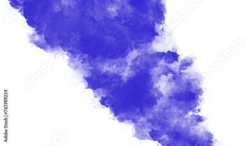 Blue smoke texture on white background