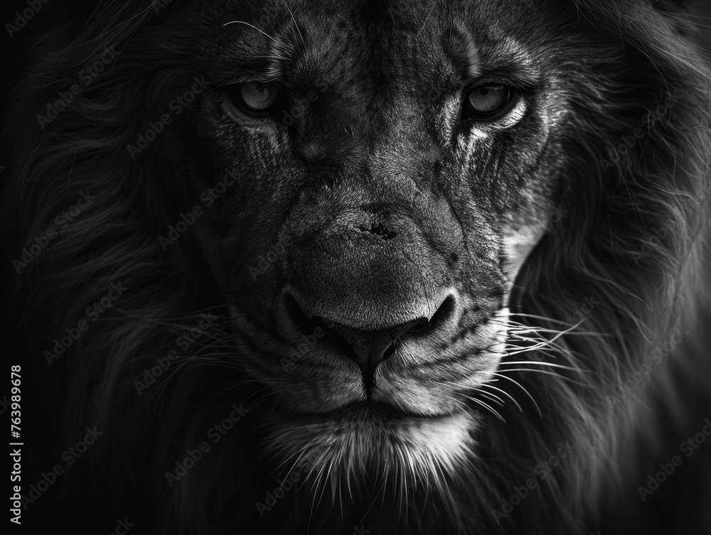 Intense Lion Face Portrait