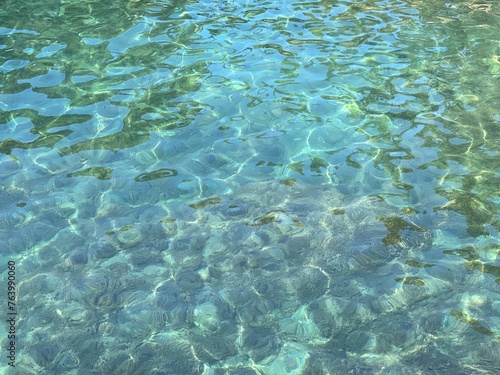 Turquoise sea water surface.