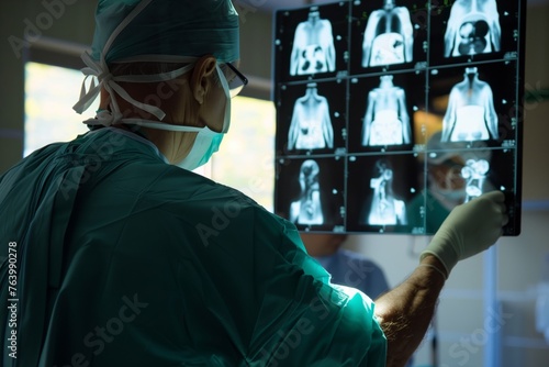surgeon examining xrays before incision