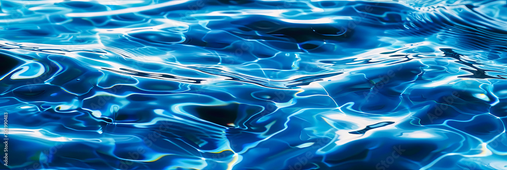 Blaues Wasser, flüssiges Wasser als Hintergrund - obrazy, fototapety, plakaty 