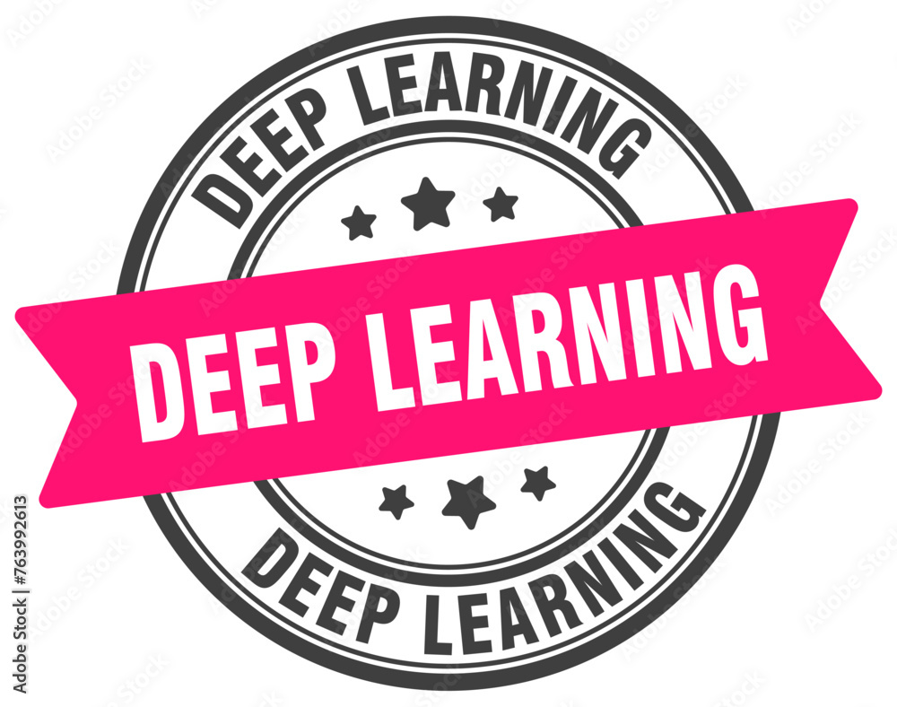 deep learning stamp. deep learning label on transparent background. round sign
