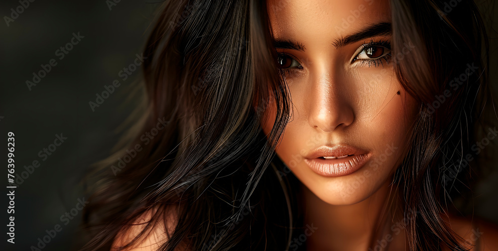 Close-up of a Latina brunette model. Close-up of a Latina brunette model.