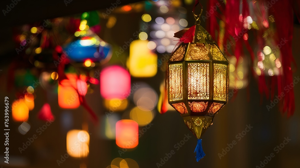 Bokeh lantern evokes spirit of Adha and Fitr festivities Bokeh lantern evokes spirit of Adha and Fitr festivities