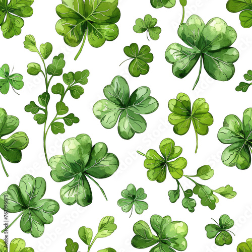 Saint Patricks Day Seamless Pattern isolated on transparent background