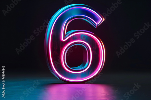 number six glow in the dark neon light photo