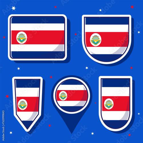 Free Download Flat cartoon vector illustration of Costa Rica national flag. Set flags of Costa Rica country - GFXLoad