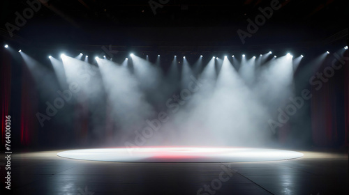 a stage with lights and a spotlight