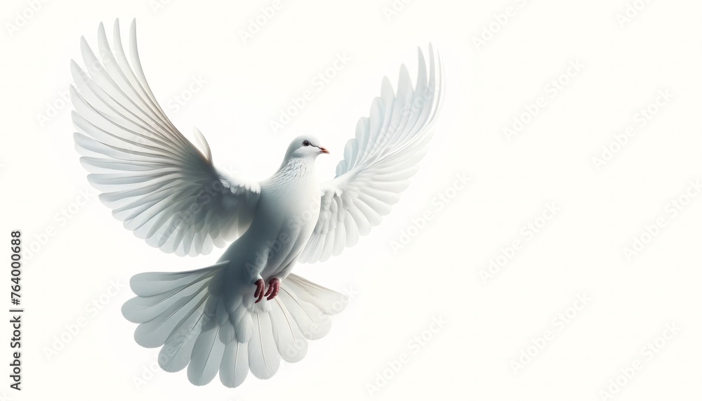 Fototapeta premium White Dove Flying in Air, Isolated on White Background