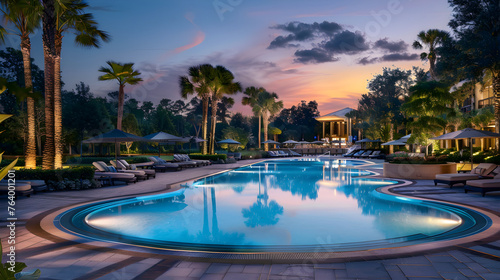 Tranquil Sunset Scene at the Exquisite Pool Area of JW Marriott - A Luxurious Tropical Escape  © Hattie