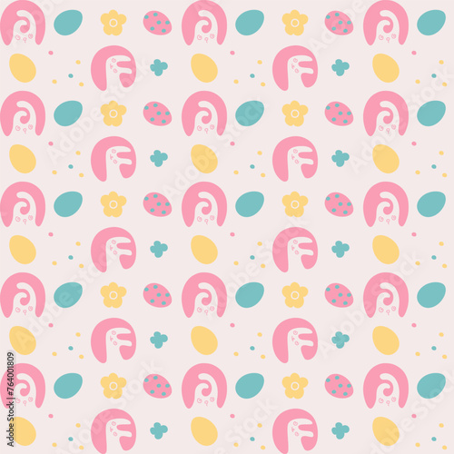 Pattern with Easter bunny. Delicate spring seamless ornament. Background. Vector illustration