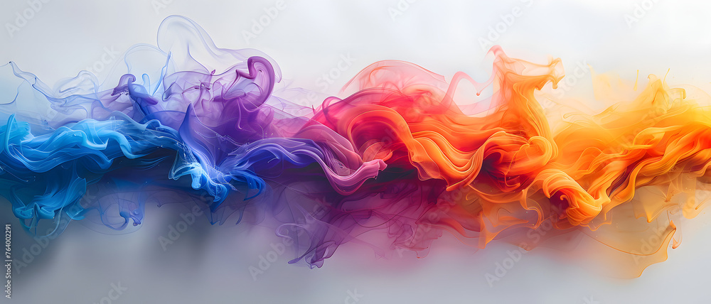 A captivating abstract with colors transitioning from cool to warm in a smoke-like flow A captivating abstract with colors transitioning from cool to warm in a smoke-like flow