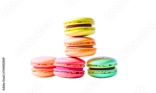 Set of colorful macarons. Macaroon cookies isolated on white background. Sweet and tasty vector template for cooking and restaurant menu.