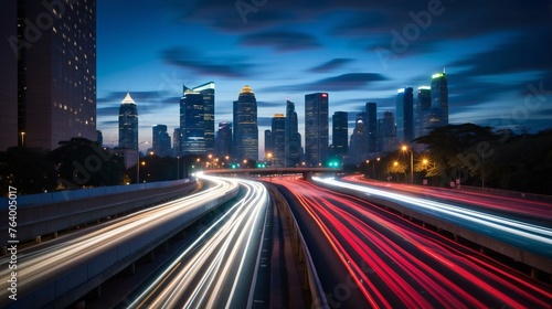 City Pulse: Dynamic Light Streams Along the Urban Nightscape