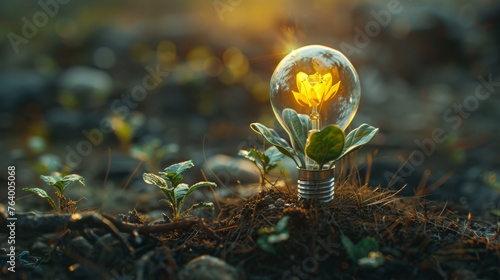 Energy saving lightbulb, alternative energy, green energy © Pravinrus