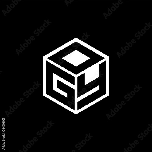 GYO letter logo design with black background in illustrator, cube logo, vector logo, modern alphabet font overlap style. calligraphy designs for logo, Poster, Invitation, etc. photo