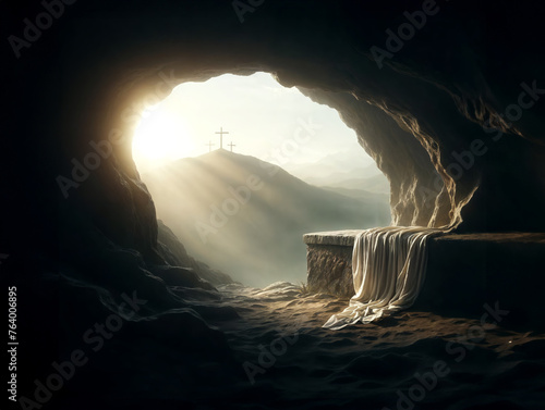 Easter_Jesus' empty tomb. Jesus Resurrection photo