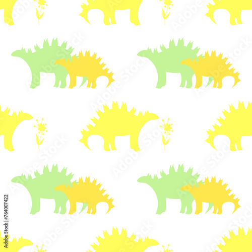Fototapeta Naklejka Na Ścianę i Meble -  Dinosaurs seamless pattern. Dinosaurs print design. Childish style print with dinosaurs.	