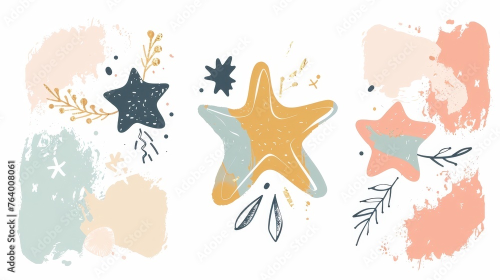 Simple shapes with textures, trendy irregular stars. Modern illustration elements. Simple shapes with textures, trendy irregular stars. Modern illustration elements.