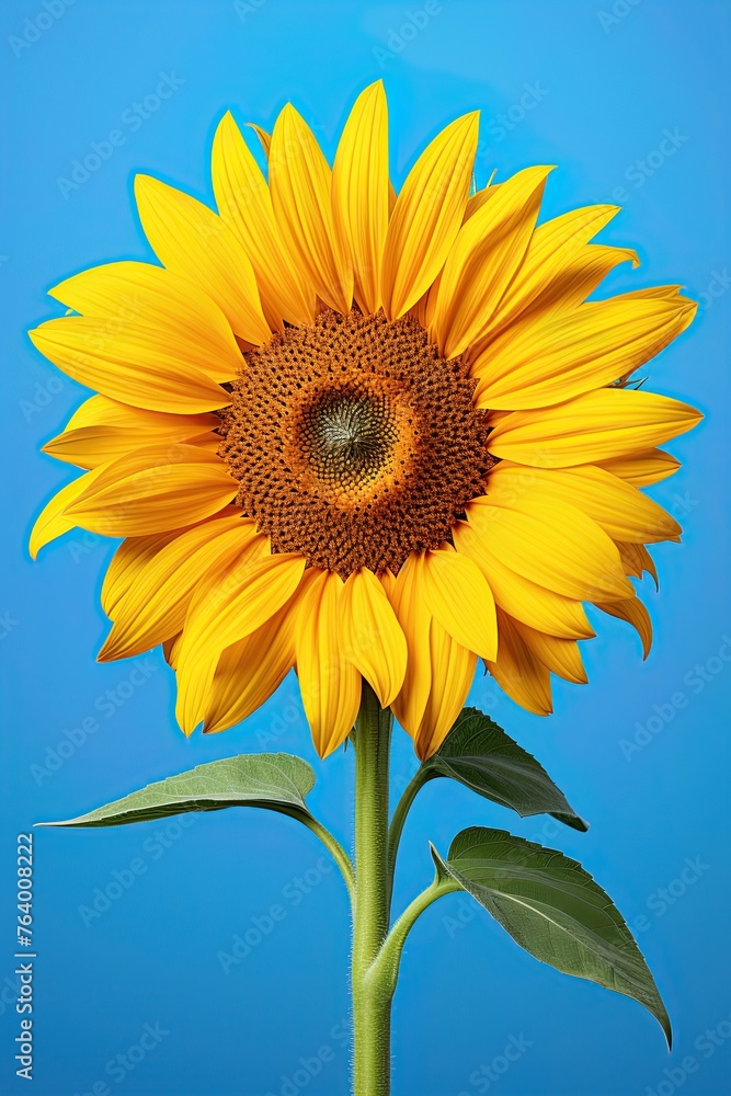 Obraz premium Sunflower against blue background. Ai Generative