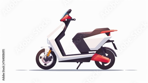 Moped  electric scooter. EV  eco-transport. Empty motorbike  motorcycle. Modern urban motorbike  e-vehicle. Flat modern illustration isolated on white.