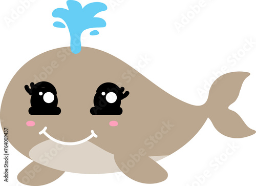 cute whale cartoon  sea animal 