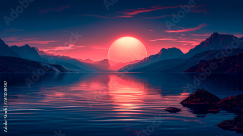 Illustration of an autumnal sunset