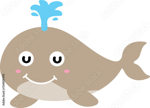 cute whale cartoon  sea animal