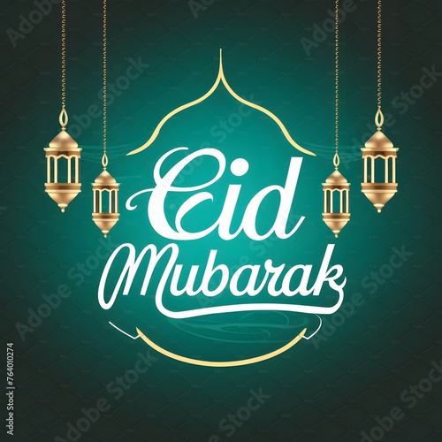Islamic background showcases elegant Eid Mubarak lettering beautifully For Social Media Post Size