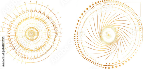 Geometry harmony gold fibonacci spiral ratio, vector illustration set photo